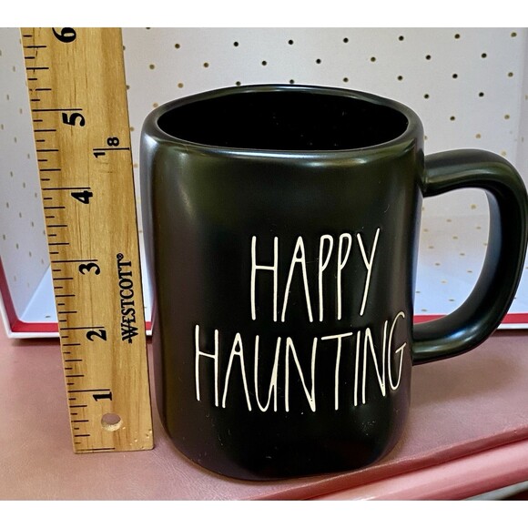 Rae Dunn Artisan Collection HAPPY HAUNTING Black Mug Double Sided Halloween - Picture 7 of 7